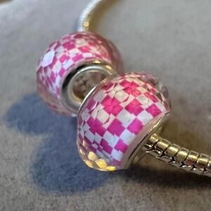 Two Pink‎ Spacer Charms fits PANDORA
